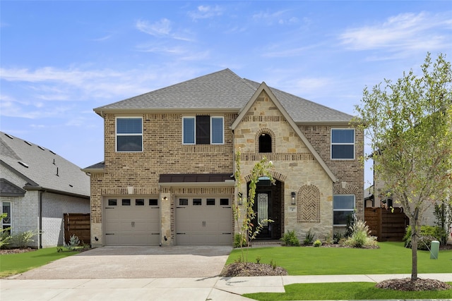 view of front of home featuring a garage and a front yard