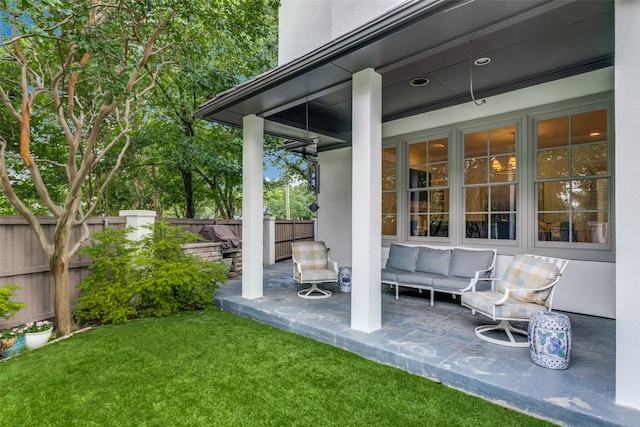 view of terrace featuring an outdoor hangout area