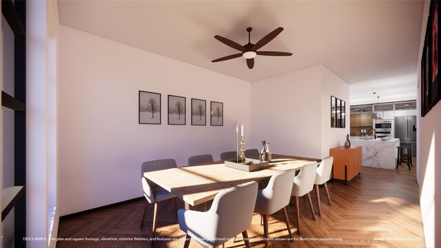 3605 Sky Ridge Ln, Melissa, TX 75454 - dining space featuring parquet floors and ceiling fan