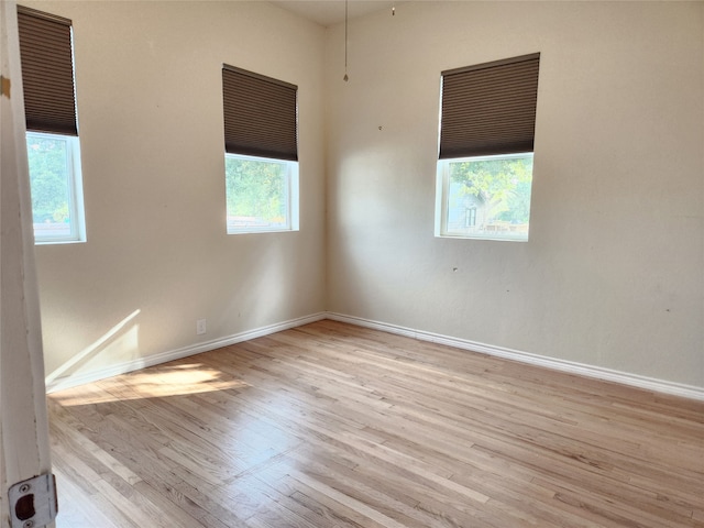 empty room with light hardwood / wood-style floors and a wealth of natural light