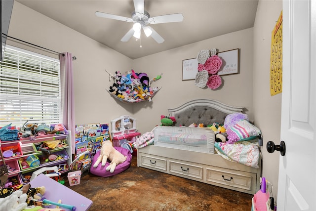 bedroom featuring ceiling fan