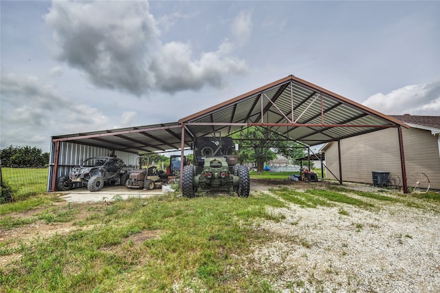 exterior space with a carport