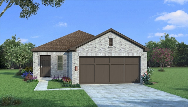 view of front of home with a garage and a front yard