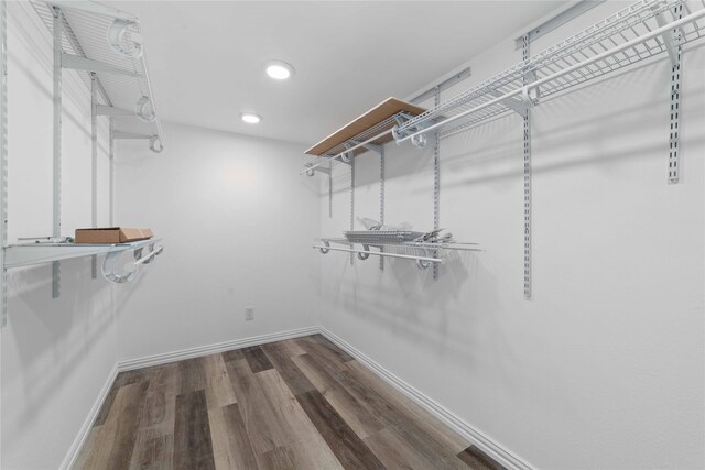 walk in closet featuring hardwood / wood-style flooring