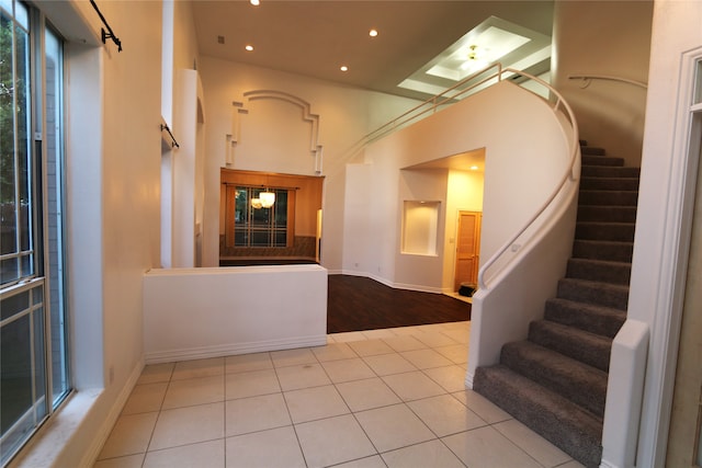 interior space featuring light tile floors