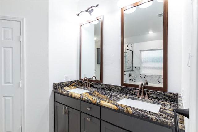 bathroom with double sink and oversized vanity