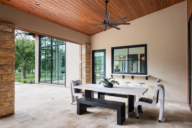 view of patio featuring ceiling fan