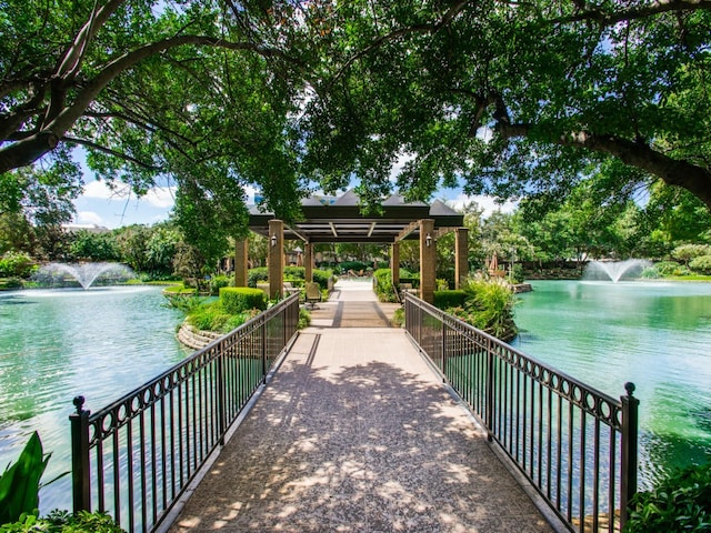 view of dock featuring a water view