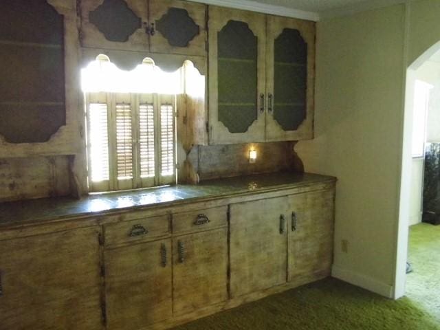 kitchen featuring carpet