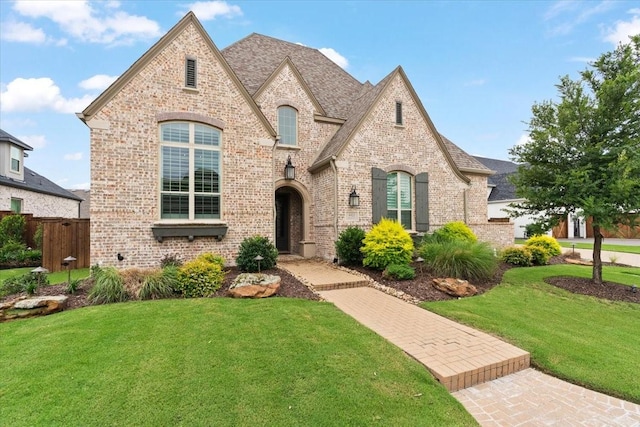 view of front of home featuring a front lawn