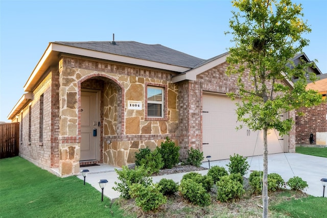 ranch-style house featuring a garage