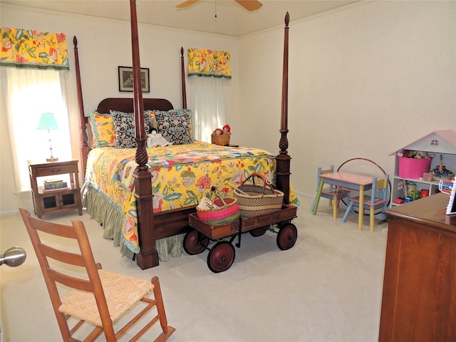 bedroom with carpet and ceiling fan