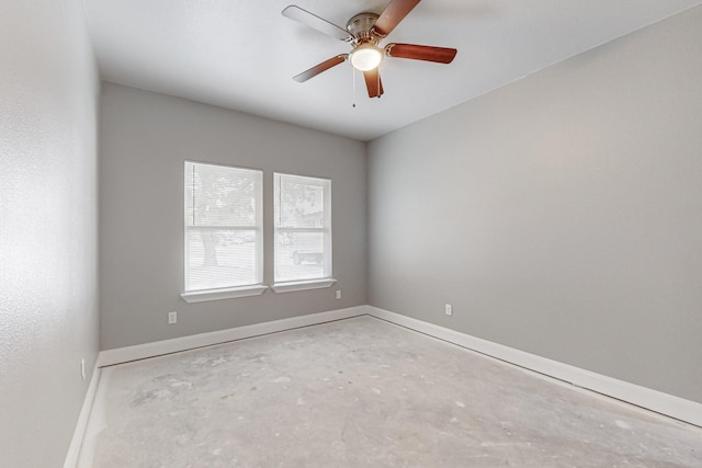 unfurnished room with ceiling fan