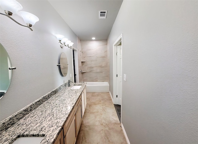 1507 Langston St, Fort Worth, TX 76105 - bathroom with vanity, shower / bath combination, and recessed lighting