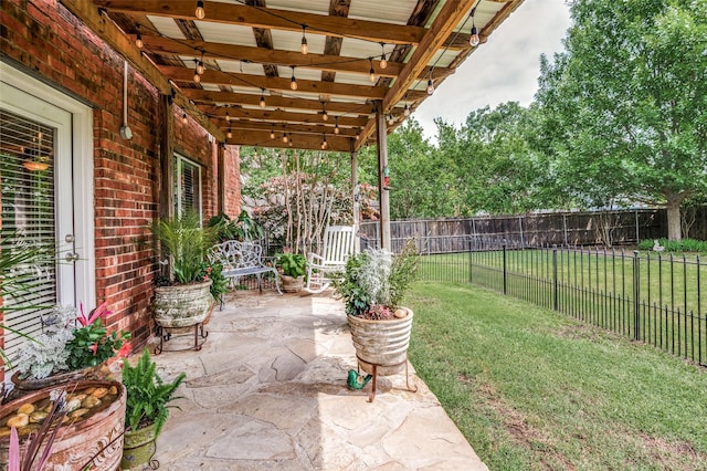 view of patio with a fenced backyard