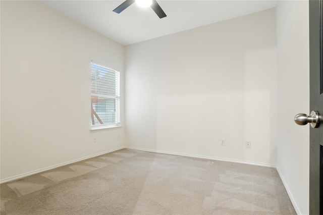 unfurnished room featuring carpet flooring and ceiling fan