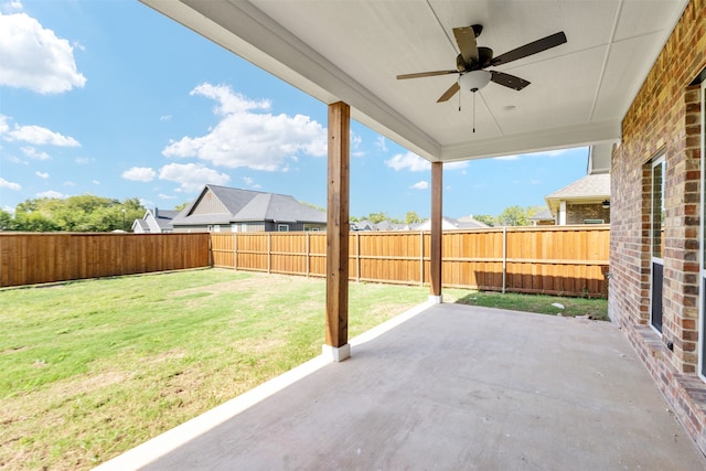 view of patio with ceiling fan