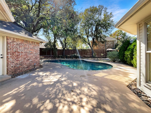 view of swimming pool featuring a patio area and pool water feature