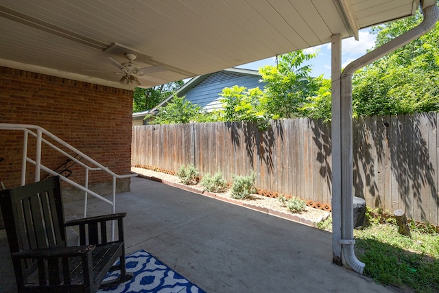 view of patio with ceiling fan