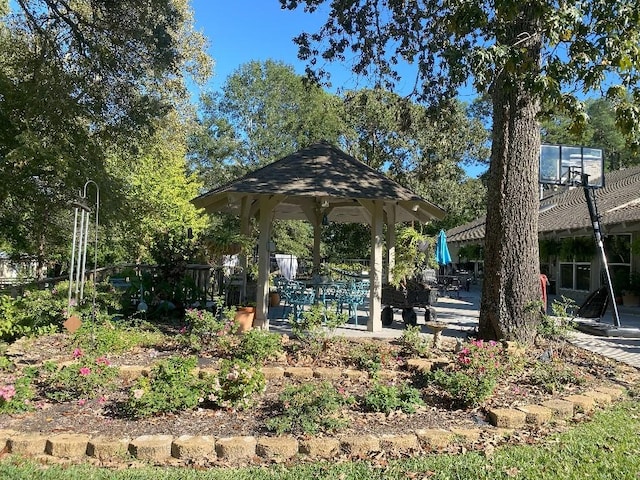 view of community with a patio