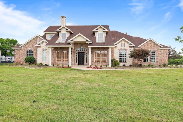 view of front facade featuring a front yard