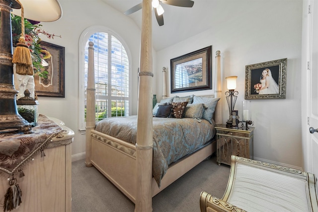 bedroom with carpet flooring and ceiling fan