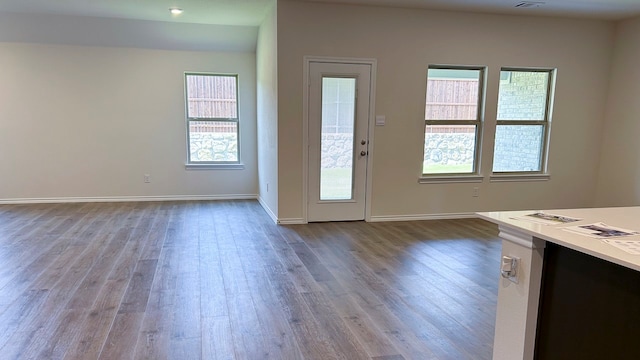 interior space with hardwood / wood-style flooring and a healthy amount of sunlight