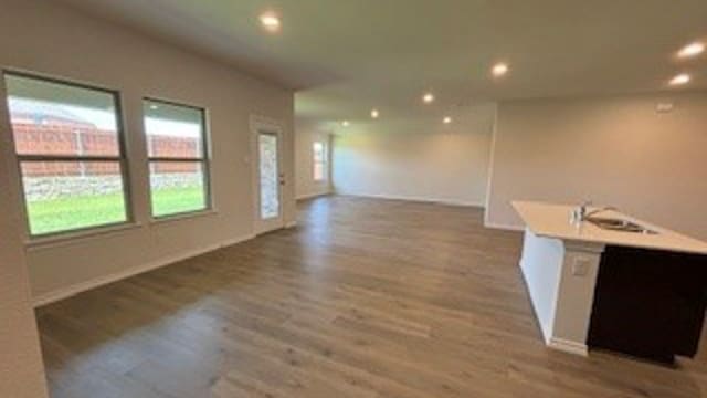 interior space with hardwood / wood-style floors