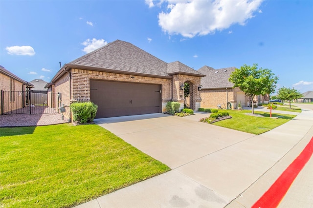 view of front of home featuring a garage and a front yard