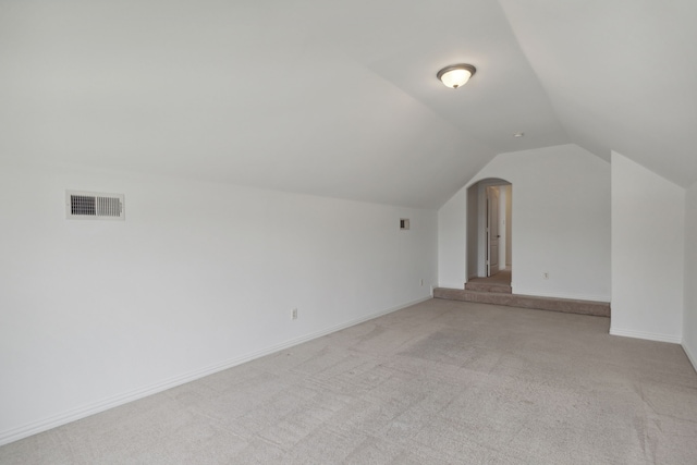 additional living space featuring carpet floors and lofted ceiling