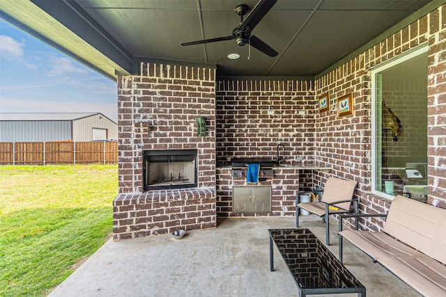 view of patio / terrace with ceiling fan