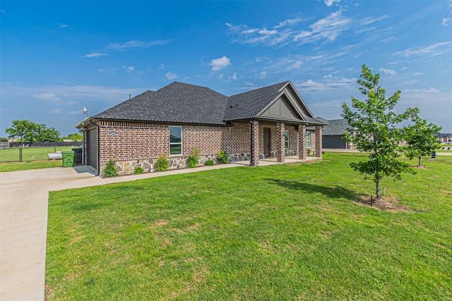 view of front of home with a front yard