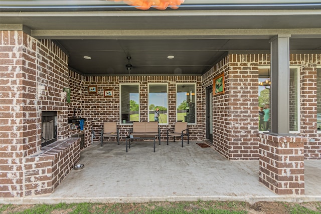 view of patio with ceiling fan