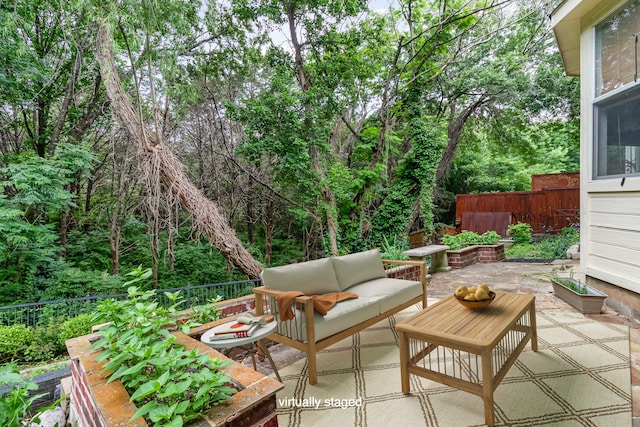 view of patio featuring an outdoor living space