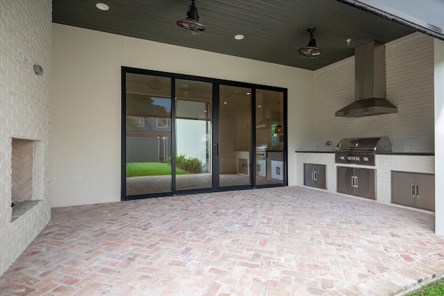 view of patio with grilling area and area for grilling