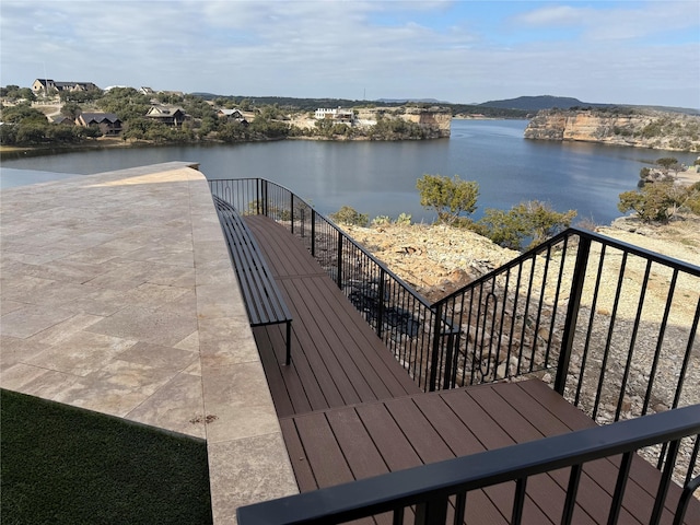 exterior space featuring a water view