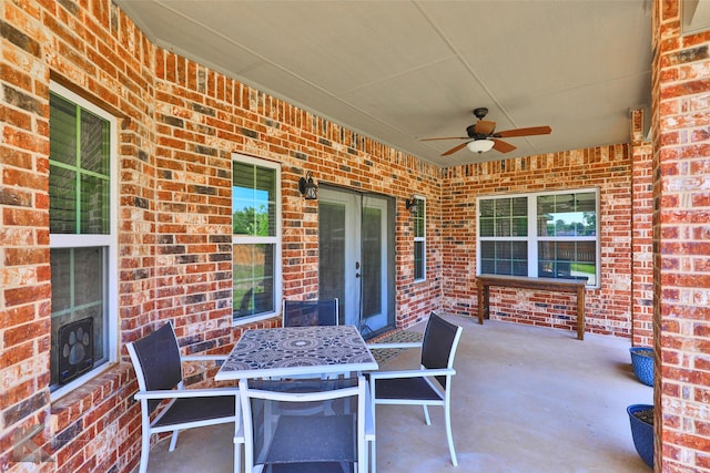 view of patio with ceiling fan