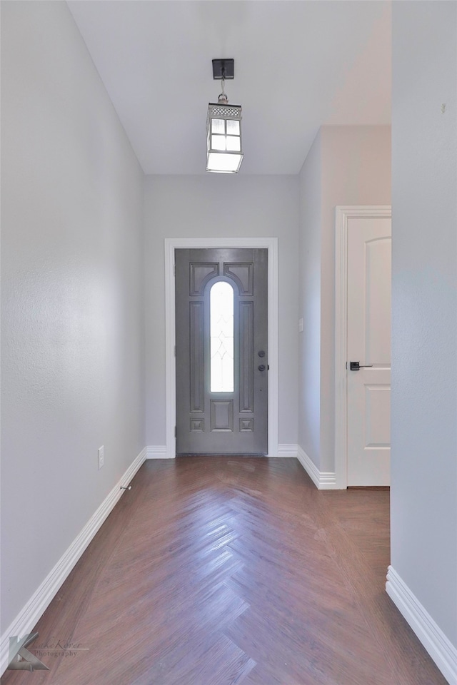 foyer with parquet floors