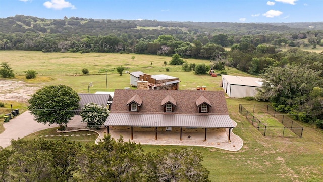 drone / aerial view with a rural view