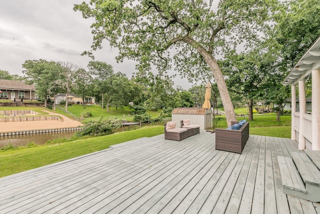 deck featuring an outdoor living space