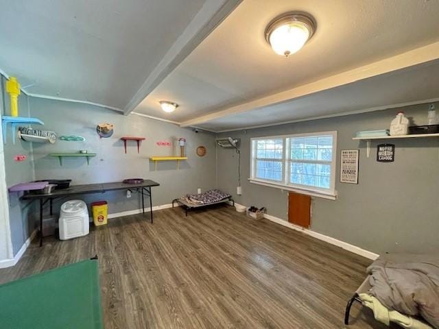 washroom with dark wood-type flooring