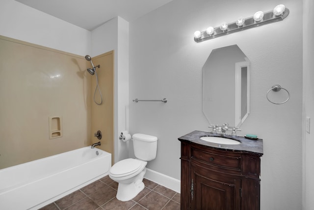 full bathroom featuring tile patterned flooring, vanity, toilet, and tub / shower combination