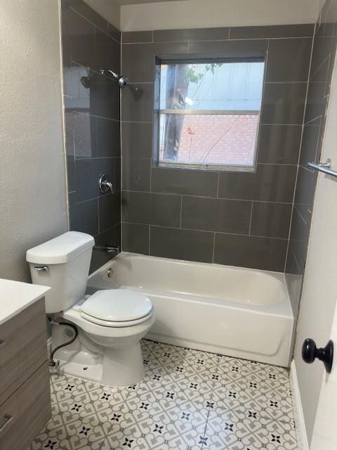 full bathroom with vanity, shower / bathing tub combination, and toilet