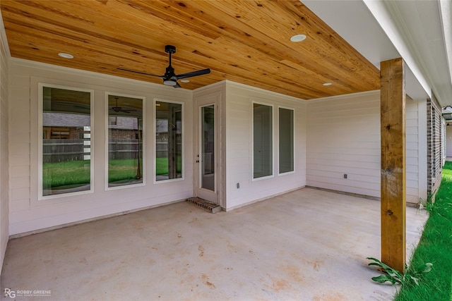 view of patio with ceiling fan