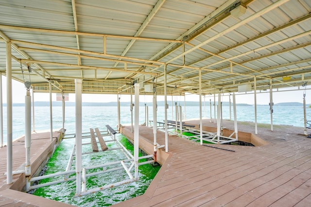 view of dock featuring a water view