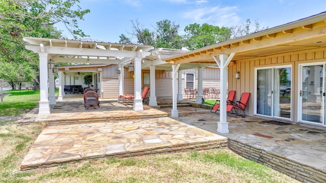 view of patio / terrace featuring a pergola