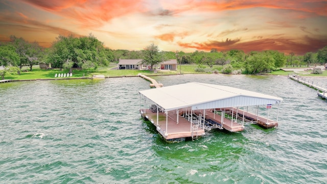 dock area with a water view