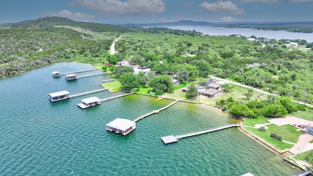 aerial view with a water and mountain view