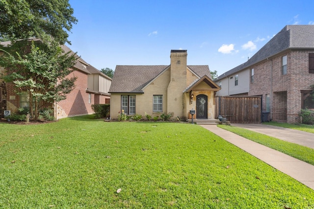 view of front of property with a front lawn