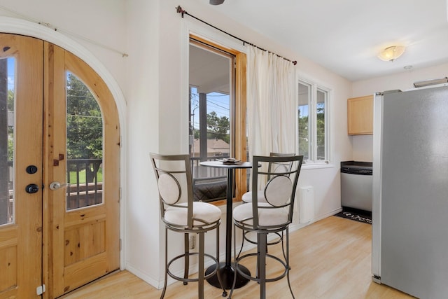 interior space with light hardwood / wood-style flooring